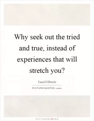 Why seek out the tried and true, instead of experiences that will stretch you? Picture Quote #1