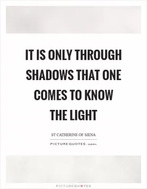 It is only through shadows that one comes to know the light Picture Quote #1