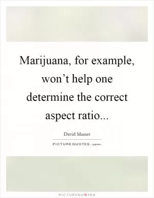 Marijuana, for example, won’t help one determine the correct aspect ratio Picture Quote #1