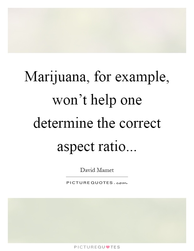 Marijuana, for example, won't help one determine the correct aspect ratio Picture Quote #1