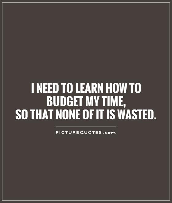 I need to learn how to budget my time,  so that none of it is wasted Picture Quote #1