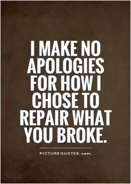 I make no apologies for how I chose to repair what you broke Picture Quote #1