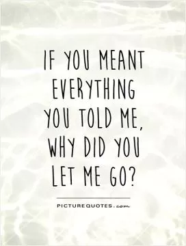 If you meant everything you told me, why did you let me go? Picture Quote #1