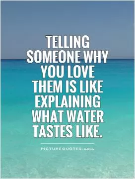 Telling someone why you love them is like explaining what water tastes like Picture Quote #1