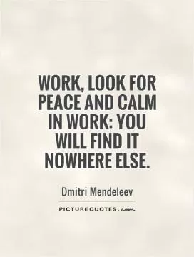 Work, look for peace and calm in work: you will find it nowhere else Picture Quote #1
