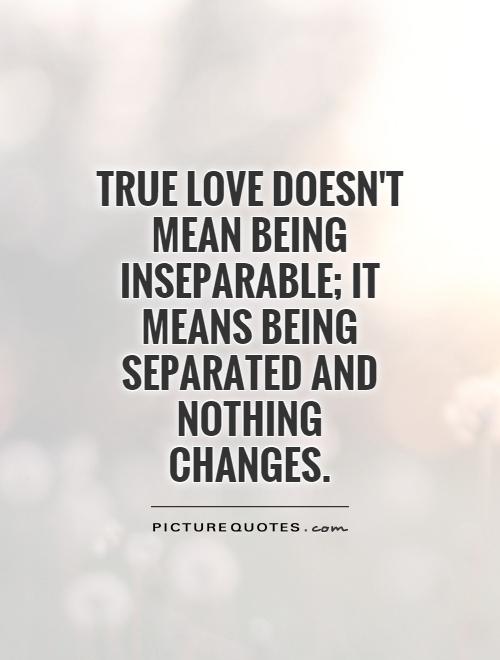 True love doesn't mean being inseparable; it means being separated and nothing changes Picture Quote #1