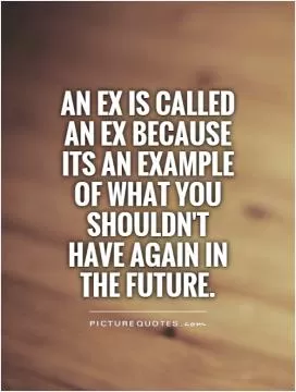 An ex is called an ex because its an example of what you shouldn't have again in the future Picture Quote #1