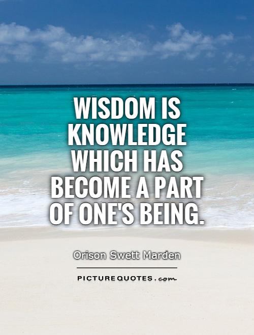 Wisdom is knowledge which has become a part of one's being Picture Quote #1