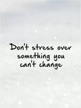Don't stress over something you  can't change   Picture Quote #1