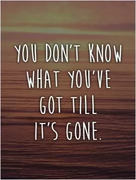 You don't know what you've got till  it's gone Picture Quote #1