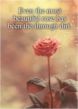 Even the most  beautiful rose has  been the through dirt Picture Quote #1