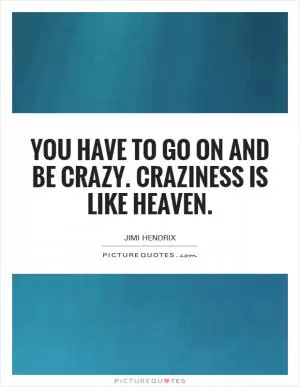 You have to go on and be crazy. Craziness is like heaven Picture Quote #1