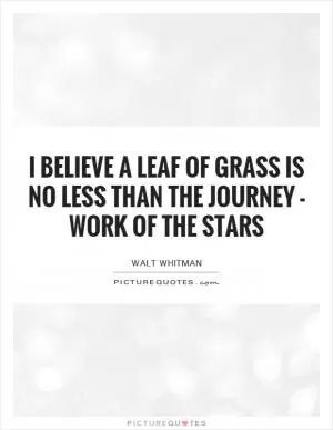 I believe a leaf of grass is no less than the journey - work of the stars Picture Quote #1