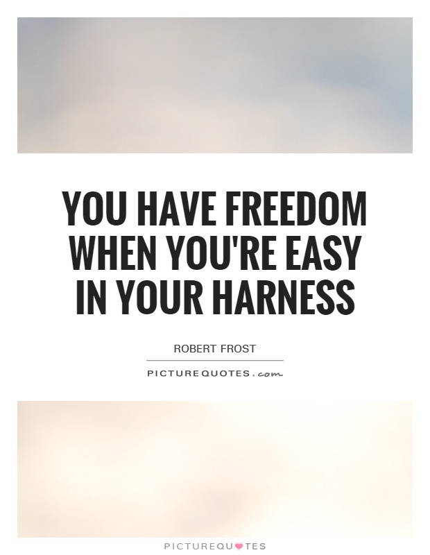 You have freedom when you're easy in your harness Picture Quote #1