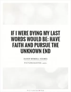 If I were dying my last words would be: Have faith and pursue the unknown end Picture Quote #1