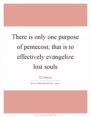 There is only one purpose of pentecost; that is to effectively evangelize lost souls Picture Quote #1