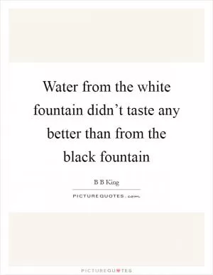 Water from the white fountain didn’t taste any better than from the black fountain Picture Quote #1
