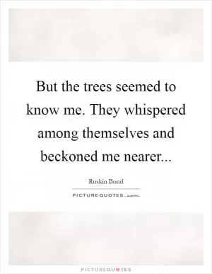 But the trees seemed to know me. They whispered among themselves and beckoned me nearer Picture Quote #1
