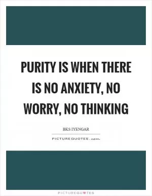 Purity is when there is no anxiety, no worry, no thinking Picture Quote #1