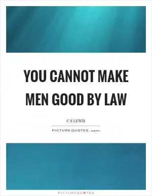 You cannot make men good by law Picture Quote #1