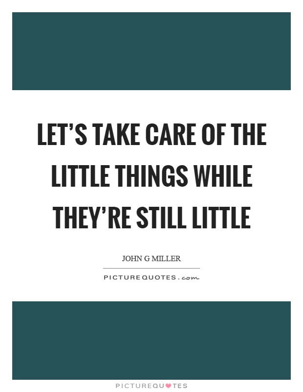 Let's take care of the little things while they're still little Picture Quote #1