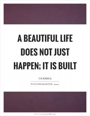 A beautiful life does not just happen; it is built Picture Quote #1