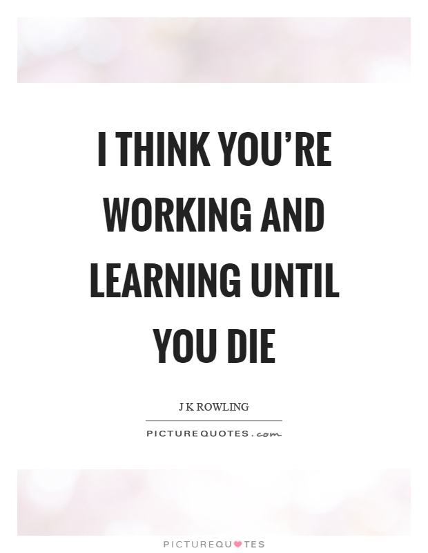 I think you're working and learning until you die Picture Quote #1
