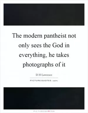 The modern pantheist not only sees the God in everything, he takes photographs of it Picture Quote #1