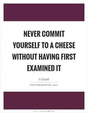 Never commit yourself to a cheese without having first examined it Picture Quote #1