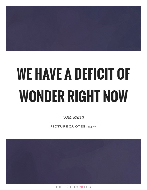 We have a deficit of wonder right now Picture Quote #1