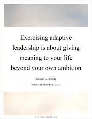 Exercising adaptive leadership is about giving meaning to your life beyond your own ambition Picture Quote #1