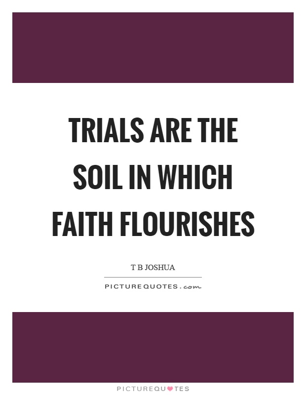 Trials are the soil in which faith flourishes Picture Quote #1
