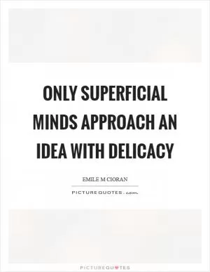 Only superficial minds approach an idea with delicacy Picture Quote #1