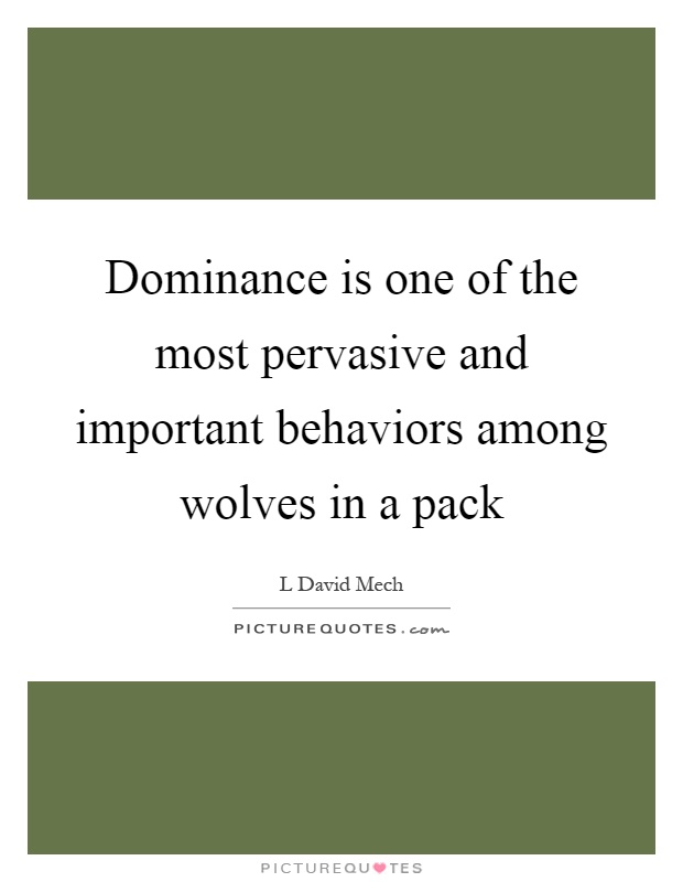 Dominance is one of the most pervasive and important behaviors among wolves in a pack Picture Quote #1