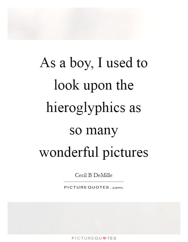 As a boy, I used to look upon the hieroglyphics as so many wonderful pictures Picture Quote #1