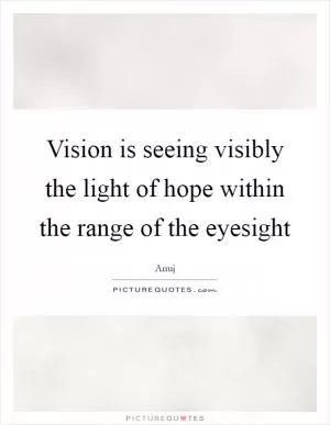 Vision is seeing visibly the light of hope within the range of the eyesight Picture Quote #1