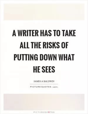 A writer has to take all the risks of putting down what he sees Picture Quote #1