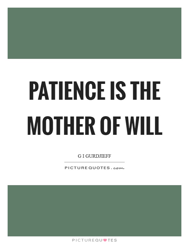 Patience is the mother of will Picture Quote #1