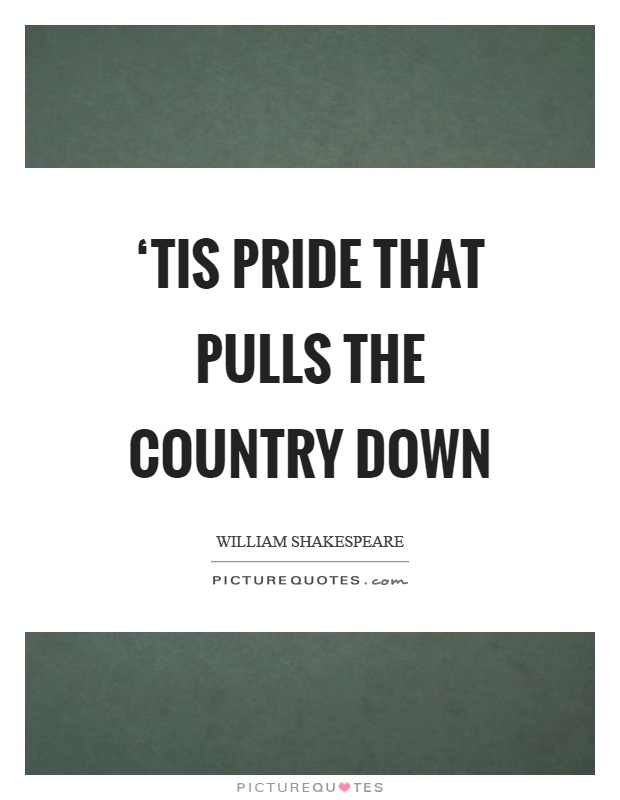 ‘Tis pride that pulls the country down Picture Quote #1