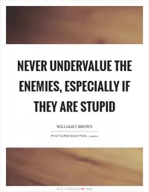 Never undervalue the enemies, especially if they are stupid Picture Quote #1