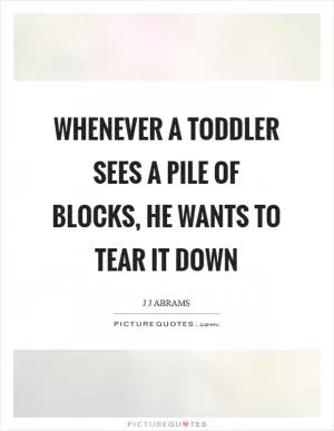 Whenever a toddler sees a pile of blocks, he wants to tear it down Picture Quote #1