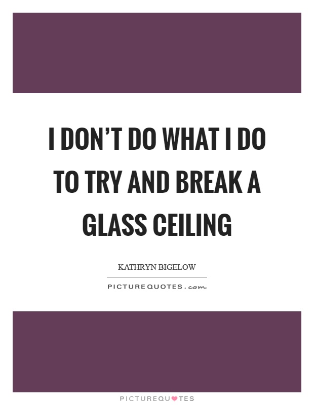 I don't do what I do to try and break a glass ceiling Picture Quote #1