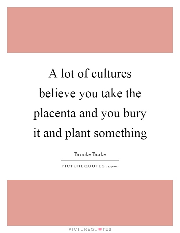 A lot of cultures believe you take the placenta and you bury it and plant something Picture Quote #1