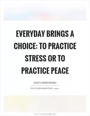 Everyday brings a choice: to practice stress or to practice peace Picture Quote #1