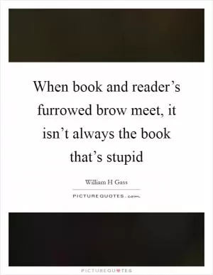 When book and reader’s furrowed brow meet, it isn’t always the book that’s stupid Picture Quote #1