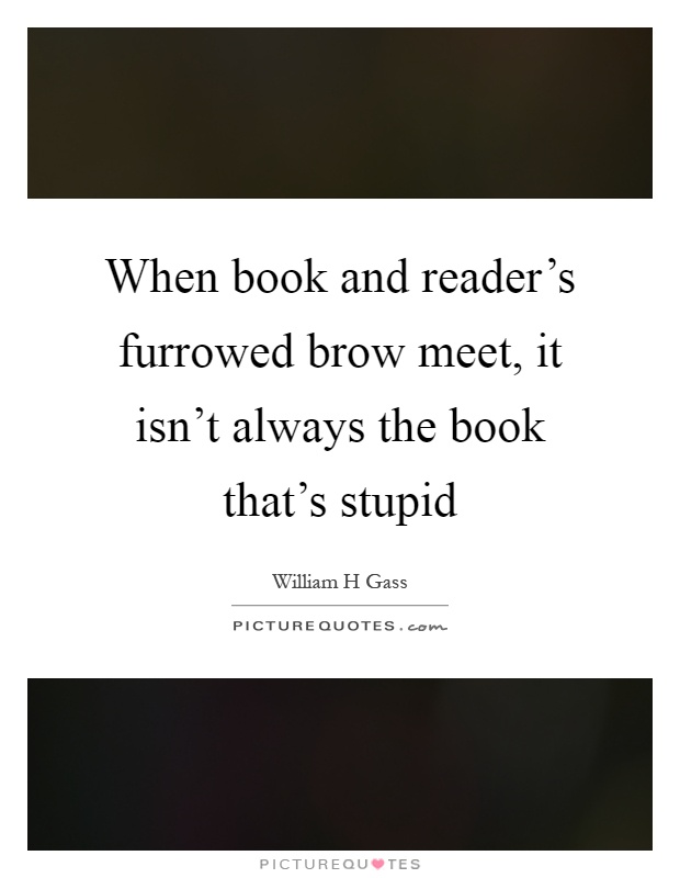 When book and reader's furrowed brow meet, it isn't always the book that's stupid Picture Quote #1