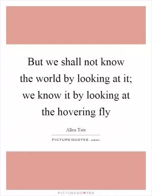 But we shall not know the world by looking at it; we know it by looking at the hovering fly Picture Quote #1
