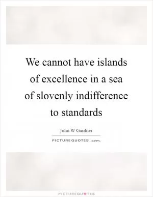We cannot have islands of excellence in a sea of slovenly indifference to standards Picture Quote #1