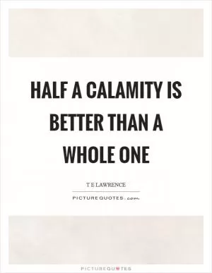 Half a calamity is better than a whole one Picture Quote #1