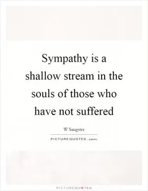 Sympathy is a shallow stream in the souls of those who have not suffered Picture Quote #1